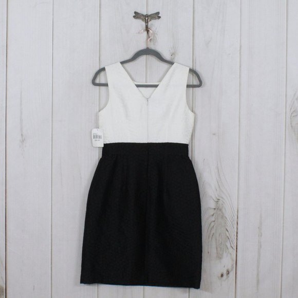 NWT! Ivy + Blue Maggy Boutique Black White Back Zip Textured Combo Dress Size 4P - Picture 5 of 12